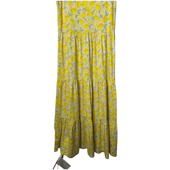 Lands' End Lemon All Over Print Yellow Tiered Maxi Dress Size S Spring Summer - Picture 8 of 10